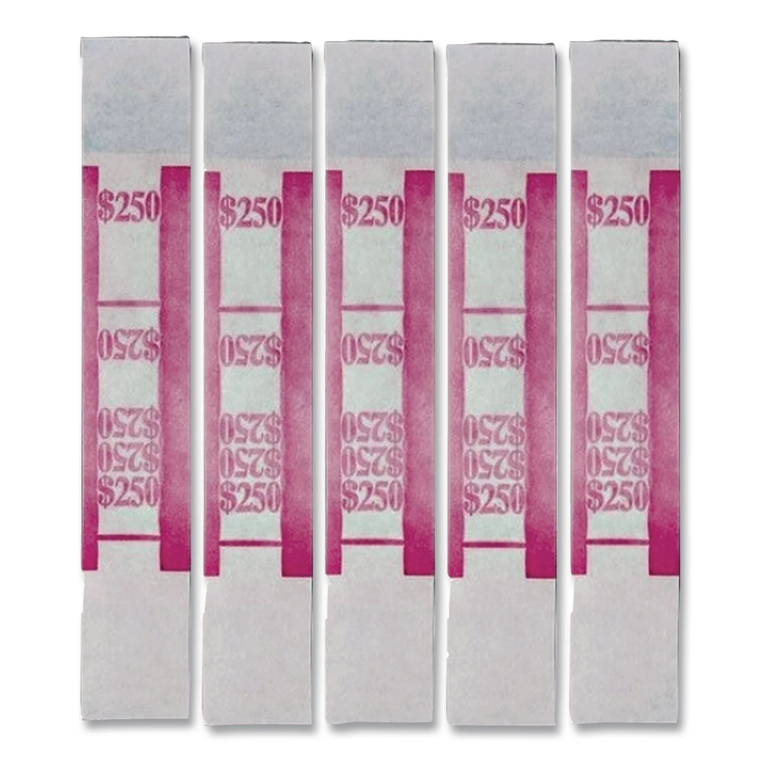 Color-Coded Kraft Currency Straps, Dollar Bill, $250, Self-Adhesive, 1000/Pack