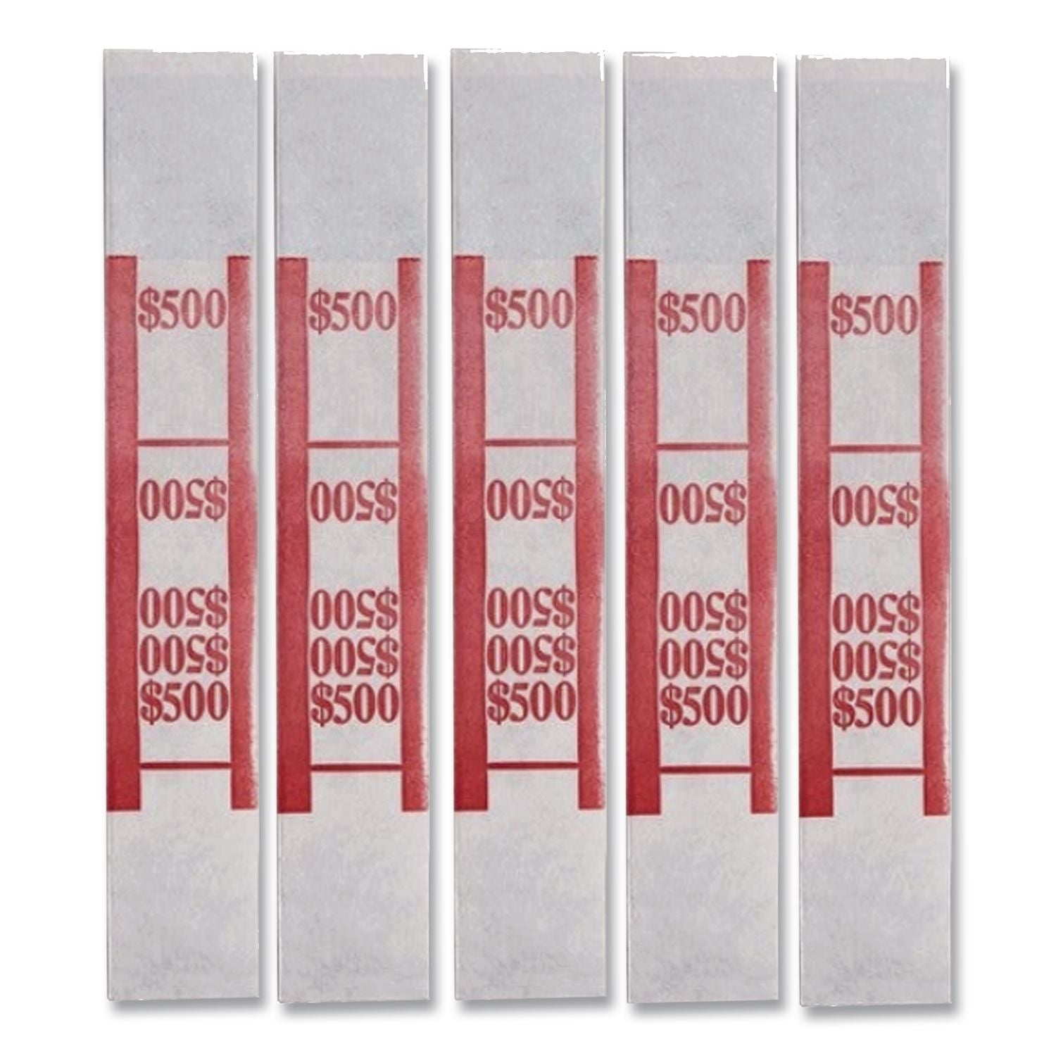 Color-Coded Kraft Currency Straps, $5 Bill, $500, Self-Adhesive, 1000/Pack