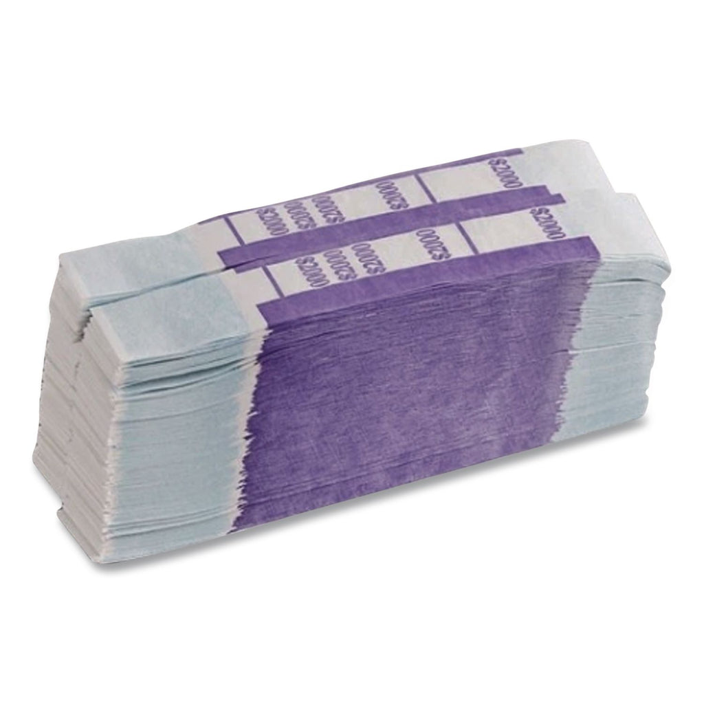 Color-Coded Kraft Currency Straps, $20 Bill, $2000, Self-Adhesive, 1000/Pack