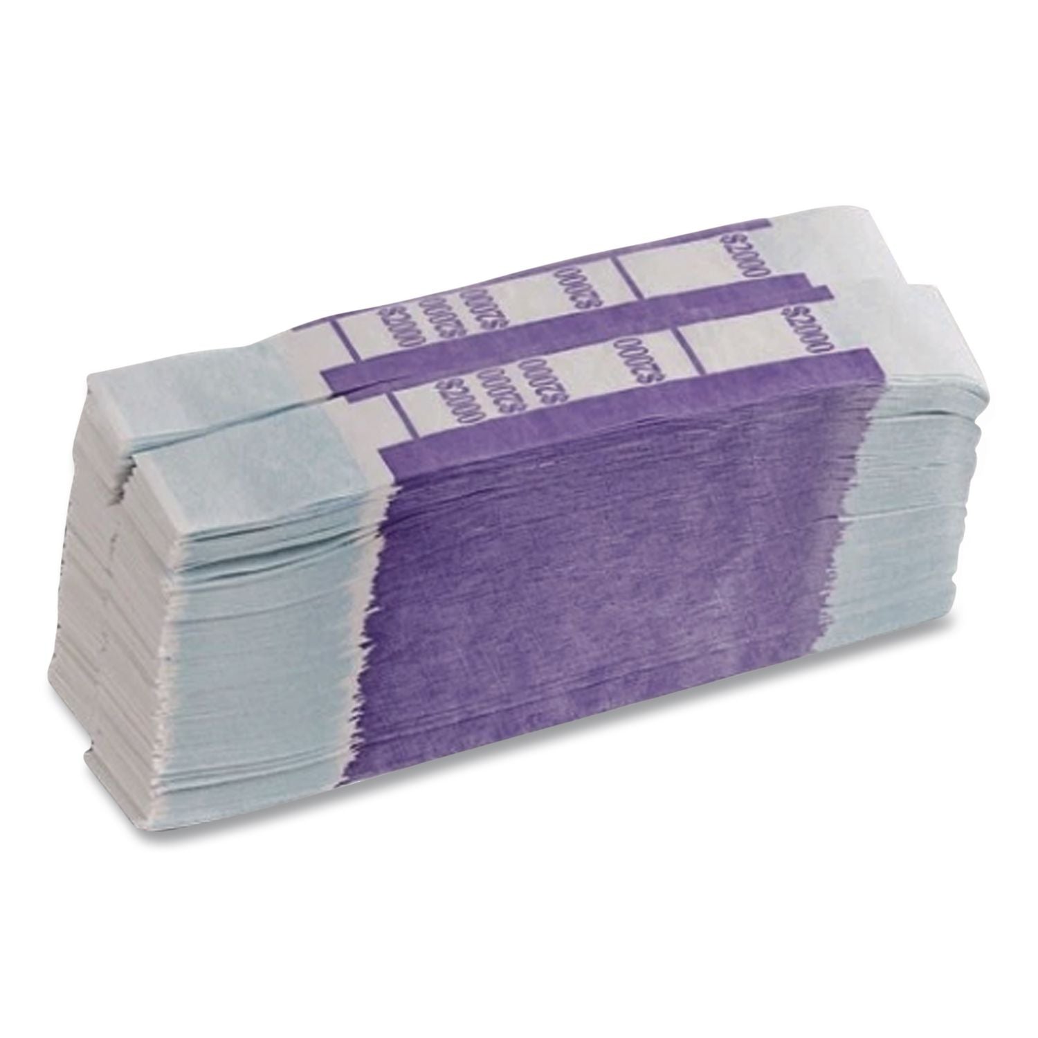 Color-Coded Kraft Currency Straps, $20 Bill, $2000, Self-Adhesive, 1000/Pack