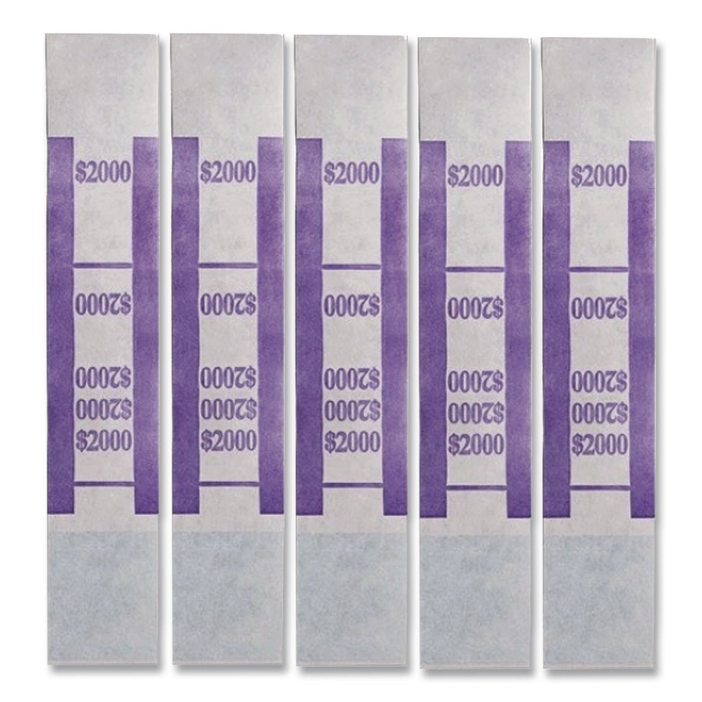 Color-Coded Kraft Currency Straps, $20 Bill, $2000, Self-Adhesive, 1000/Pack