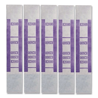 Color-Coded Kraft Currency Straps, $20 Bill, $2000, Self-Adhesive, 1000/Pack