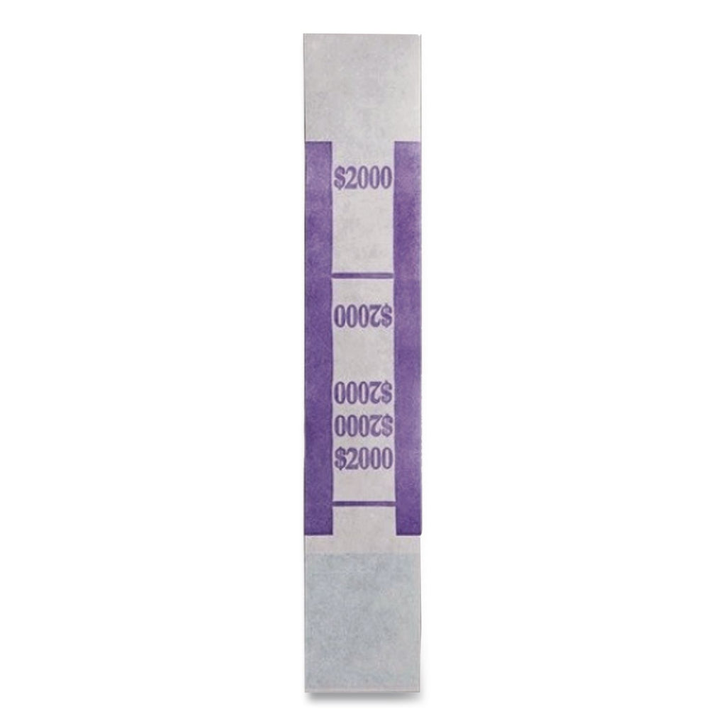 Color-Coded Kraft Currency Straps, $20 Bill, $2000, Self-Adhesive, 1000/Pack