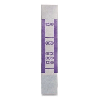 Color-Coded Kraft Currency Straps, $20 Bill, $2000, Self-Adhesive, 1000/Pack