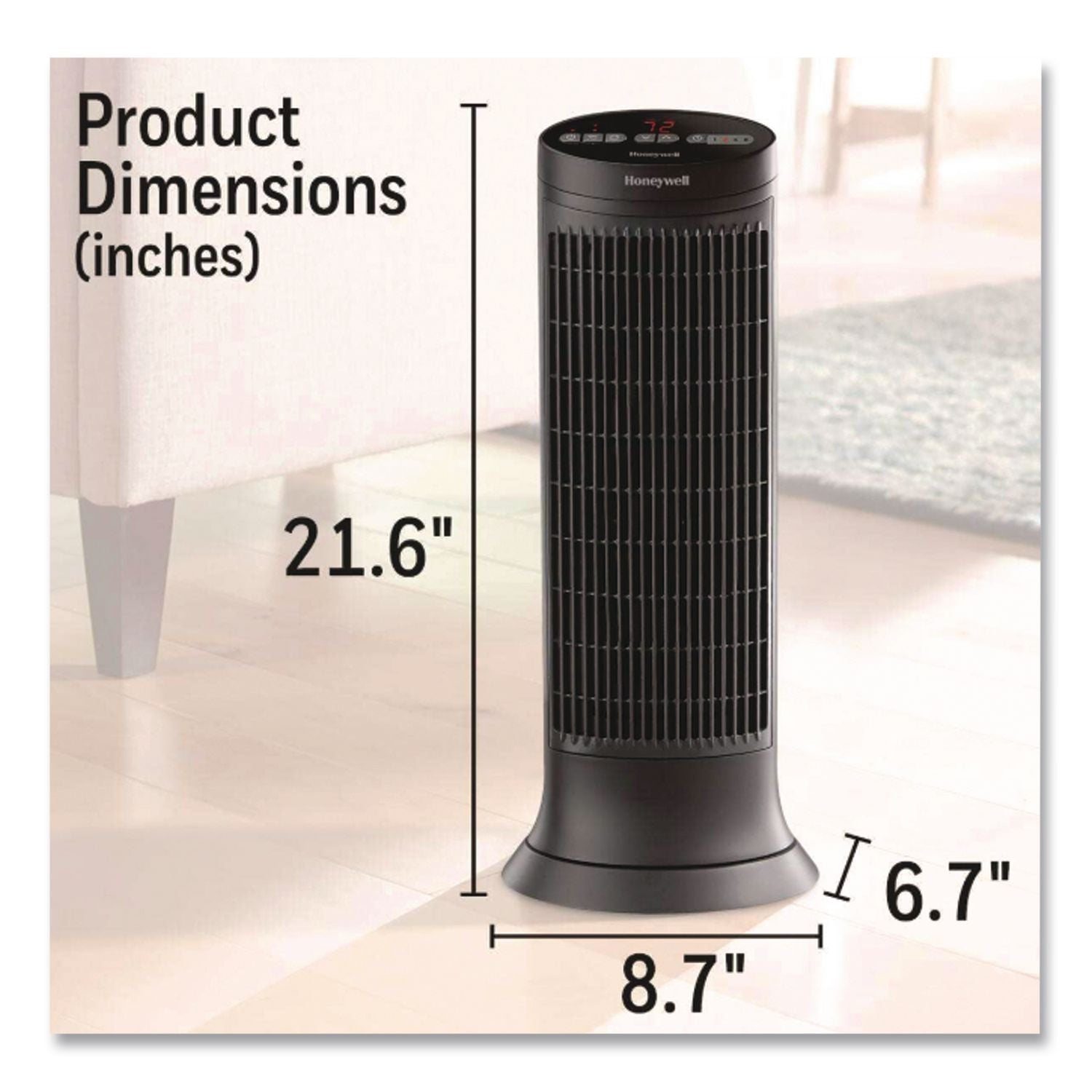 Digital Tower Heater, 1,500 W, 10.12 x 8 x 23.25, Black