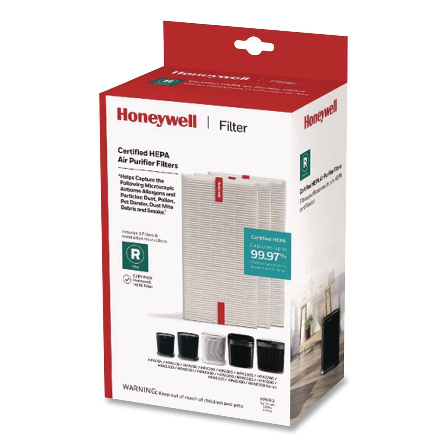 Allergen Remover Replacement HEPA Filters, 6.75 x 10.3, 3/Pack