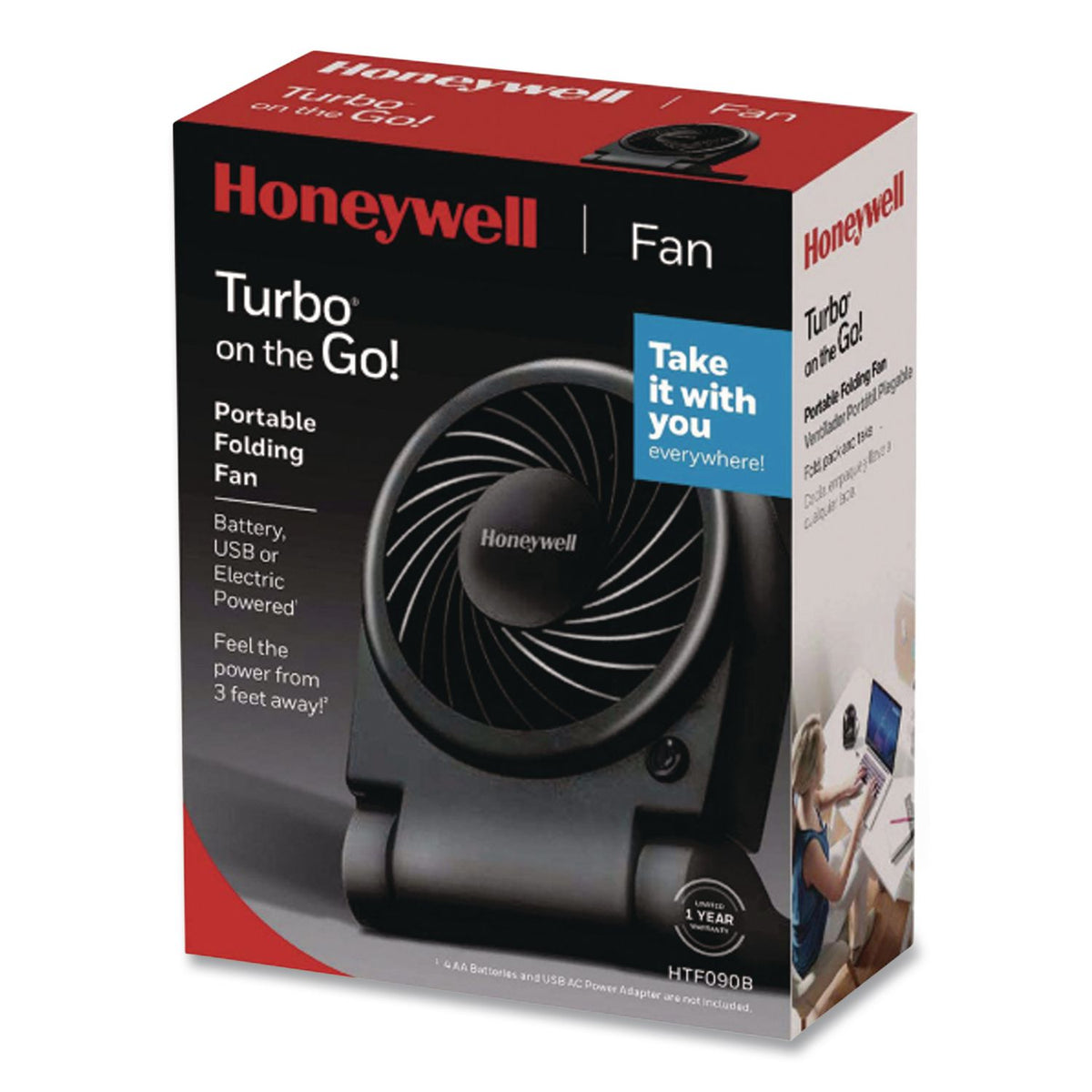 Turbo On The Go USB/Battery Powered Fan, Black