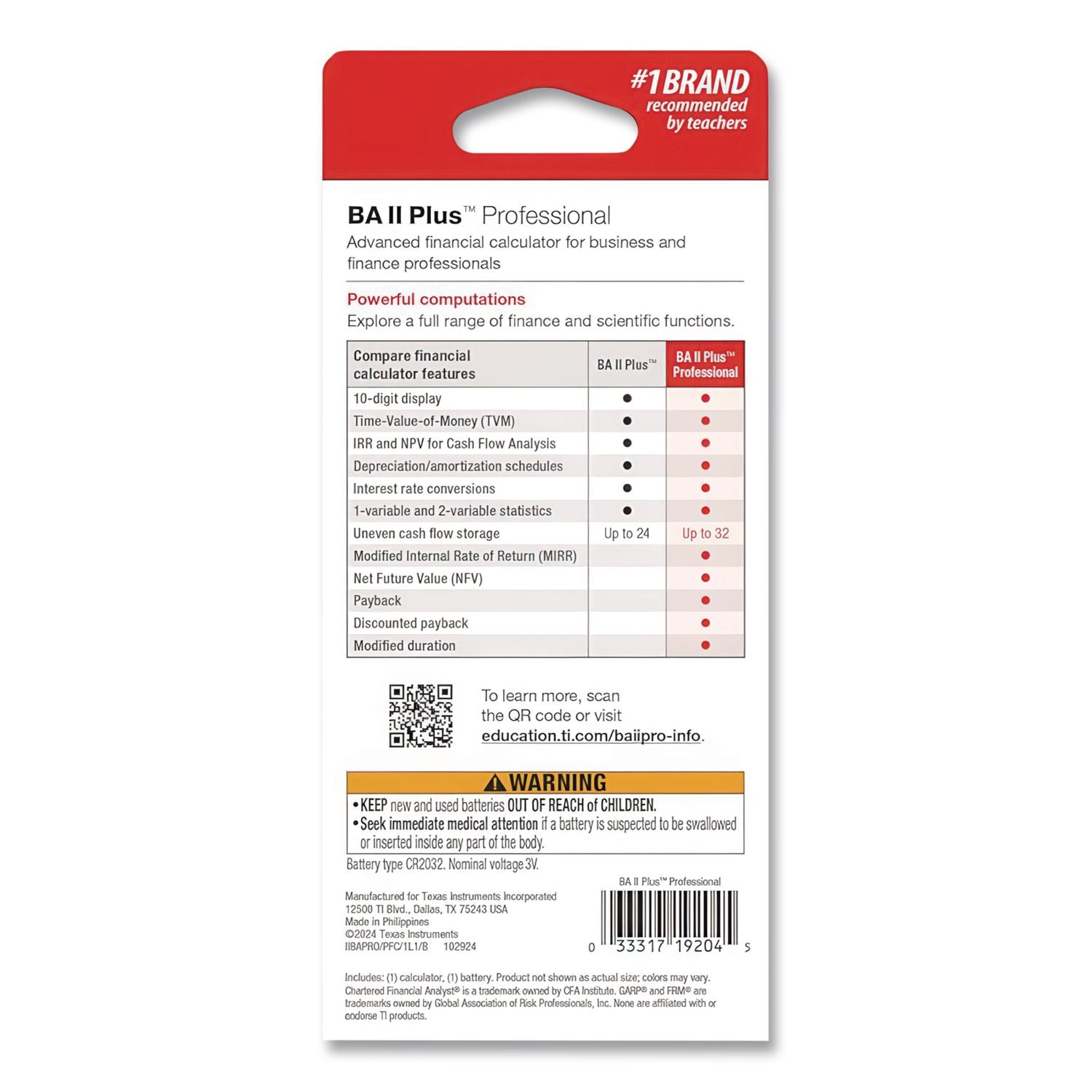 BAIIPlus PRO Financial Calculator, 10-Digit LCD