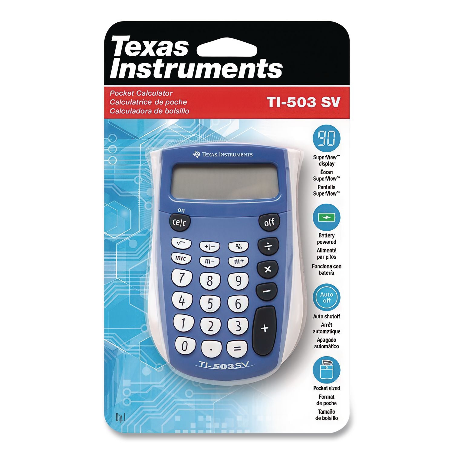 TI-503SV Pocket Calculator, 8-Digit LCD