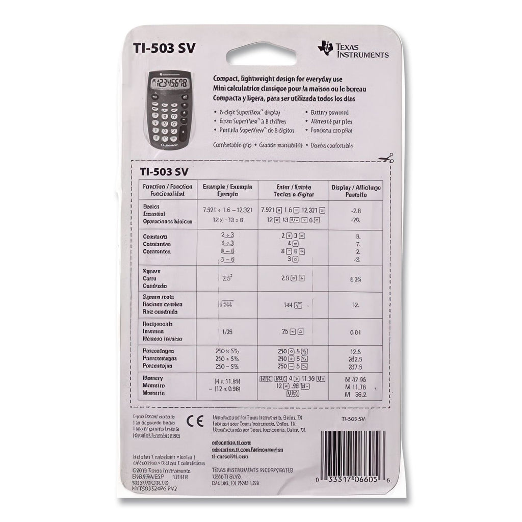 TI-503SV Pocket Calculator, 8-Digit LCD