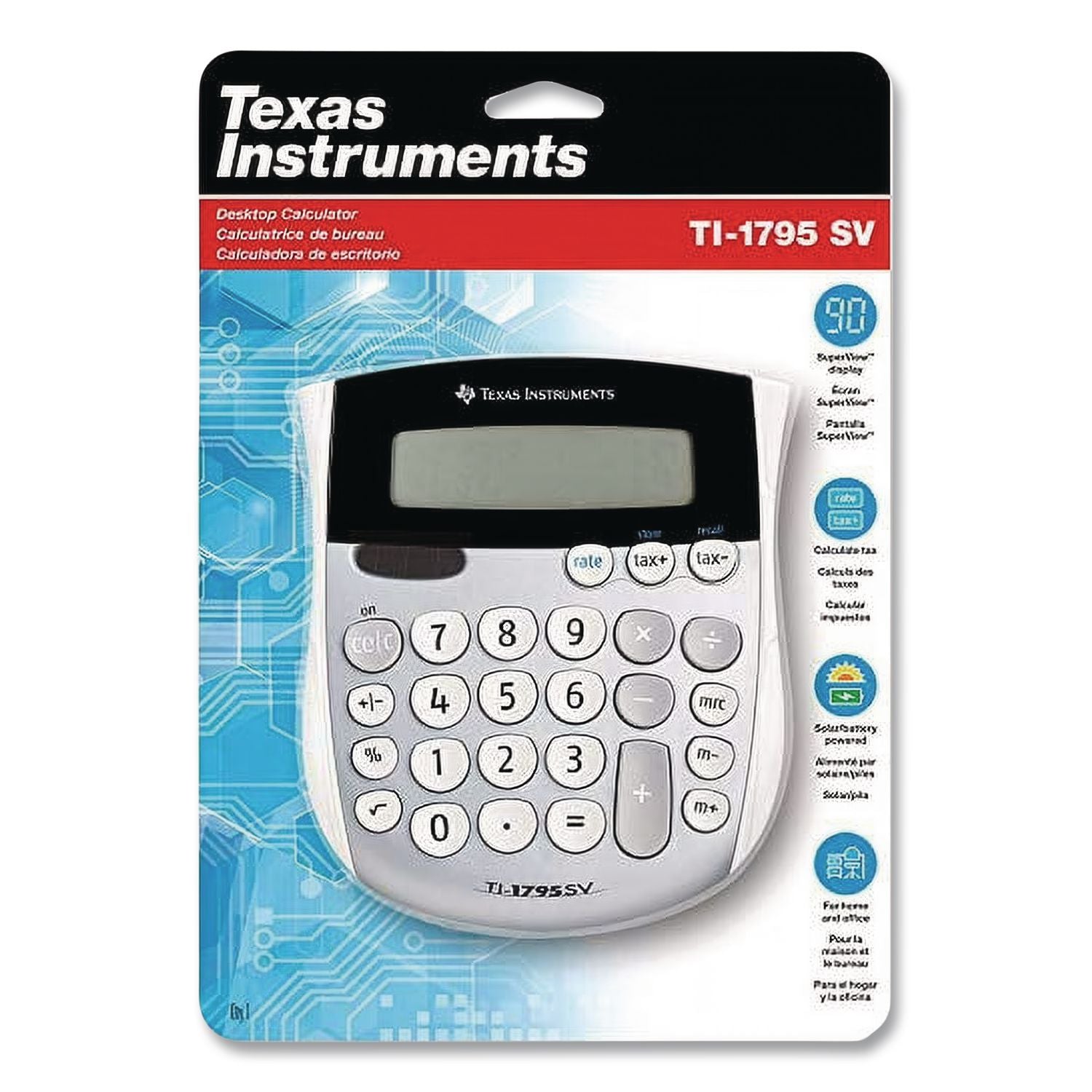 TI-1795SV Minidesk Calculator, 8-Digit LCD