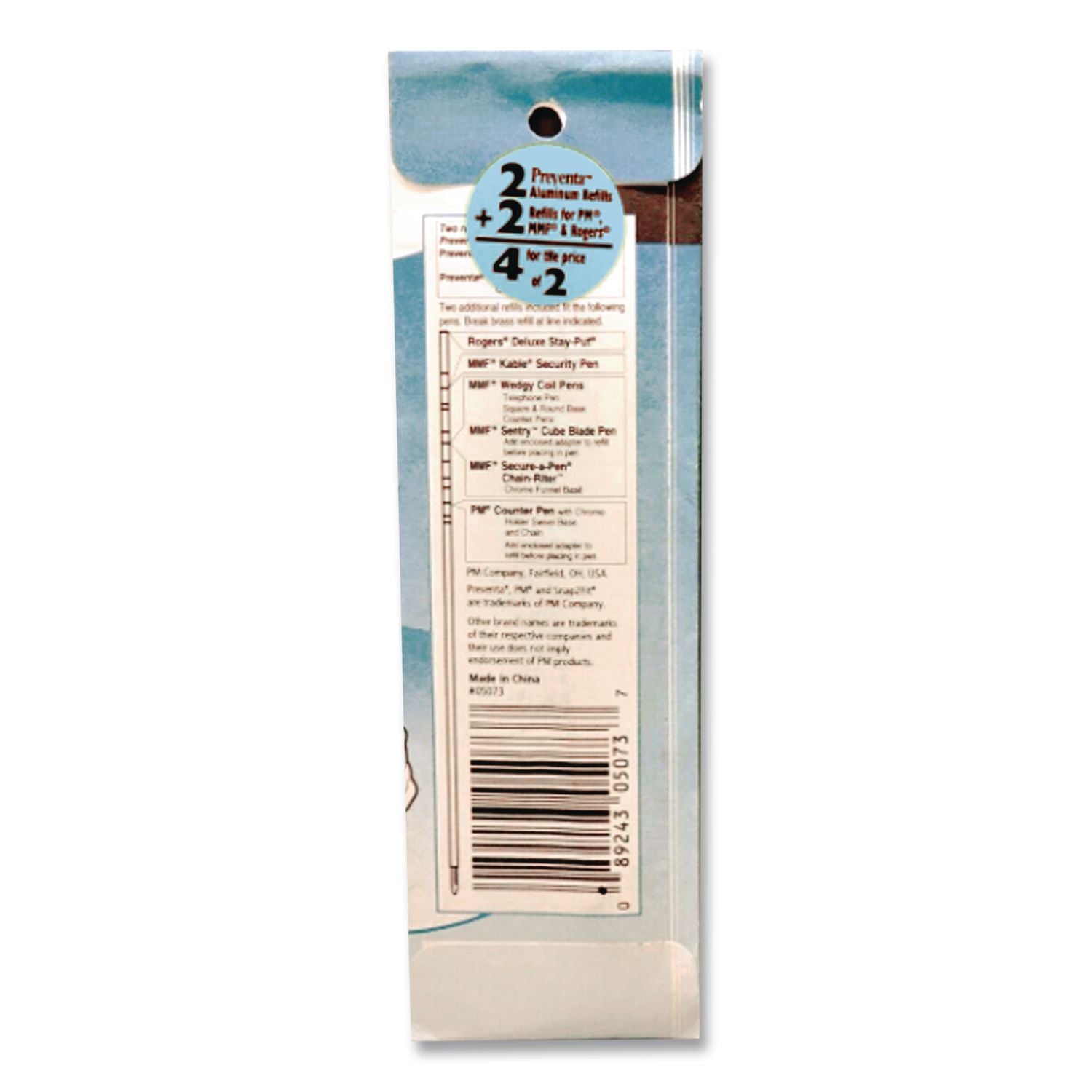 Refill for Preventa, MMF Kable and Sentry Counter Pens, Medium Conical Tip, Black Ink, 2/Pack