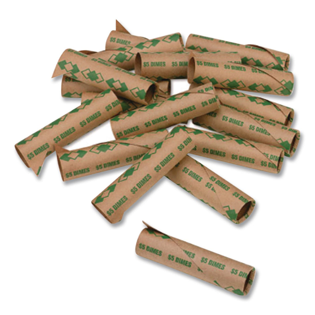 Tubular Coin Wrappers, Dimes, $5, Pop-Open Wrappers, 1000/Pack