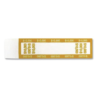 Self-Adhesive Currency Straps, Mustard, $10,000 in $100 Bills, 1000 Bands/Pack