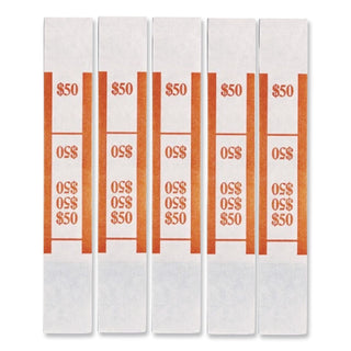 Color-Coded Kraft Currency Straps, Dollar Bill, $50, Self-Adhesive, 1000/Pack