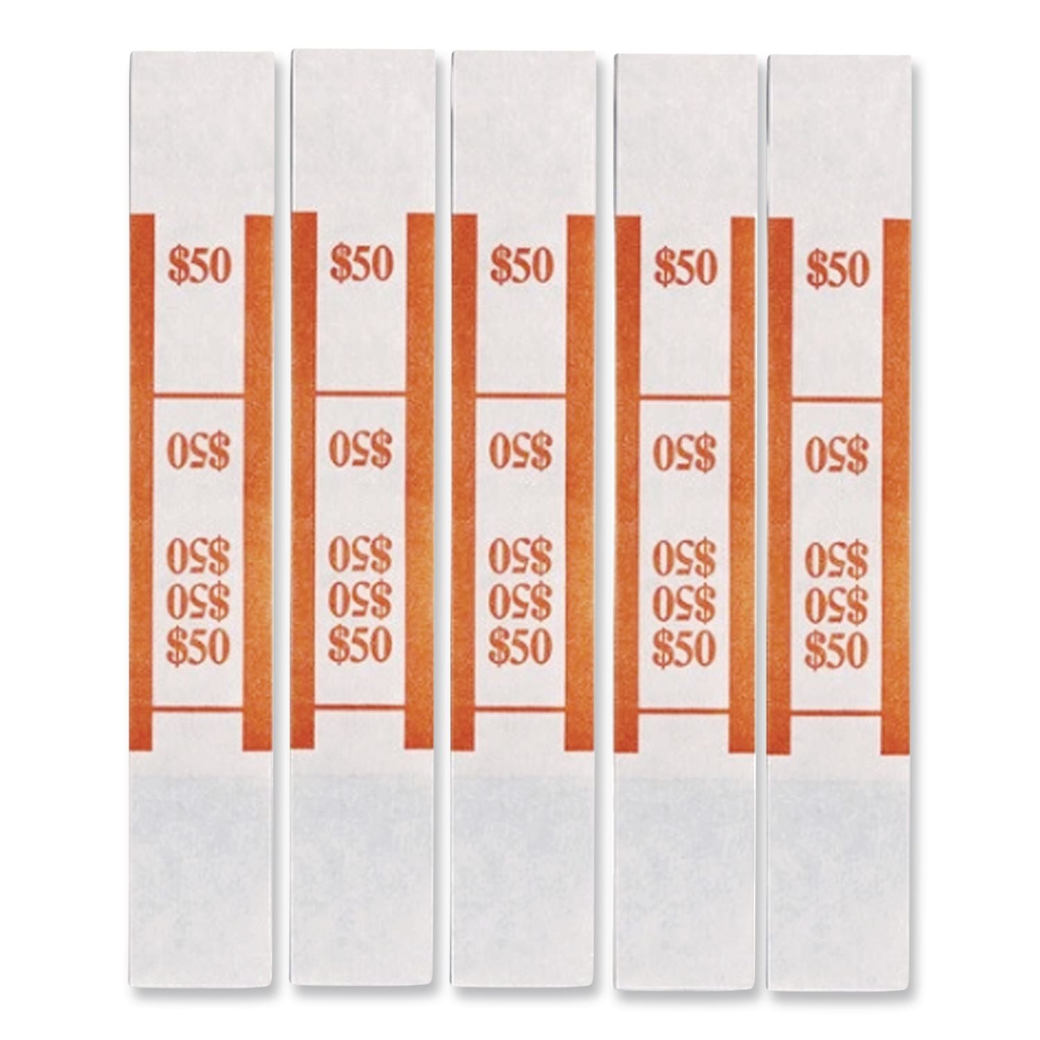Color-Coded Kraft Currency Straps, Dollar Bill, $50, Self-Adhesive, 1000/Pack