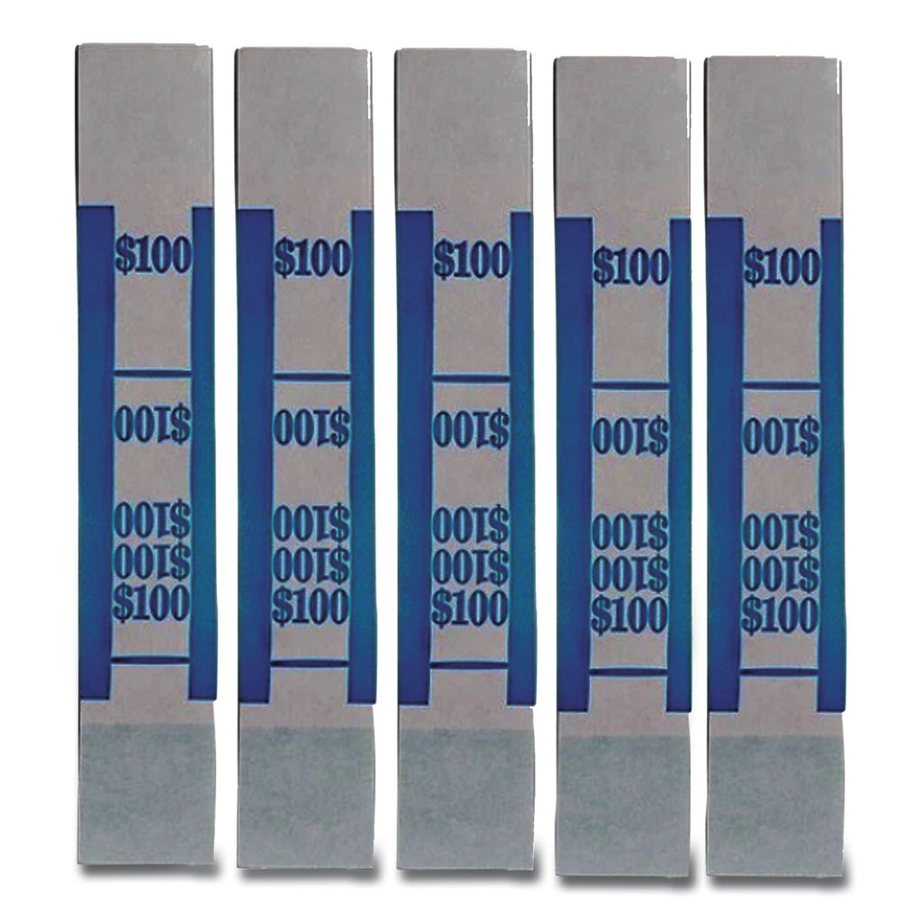 Color-Coded Kraft Currency Straps, Dollar Bill, $100, Self-Adhesive, 1000/Pack