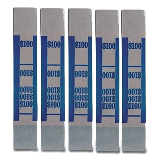 Color-Coded Kraft Currency Straps, Dollar Bill, $100, Self-Adhesive, 1000/Pack