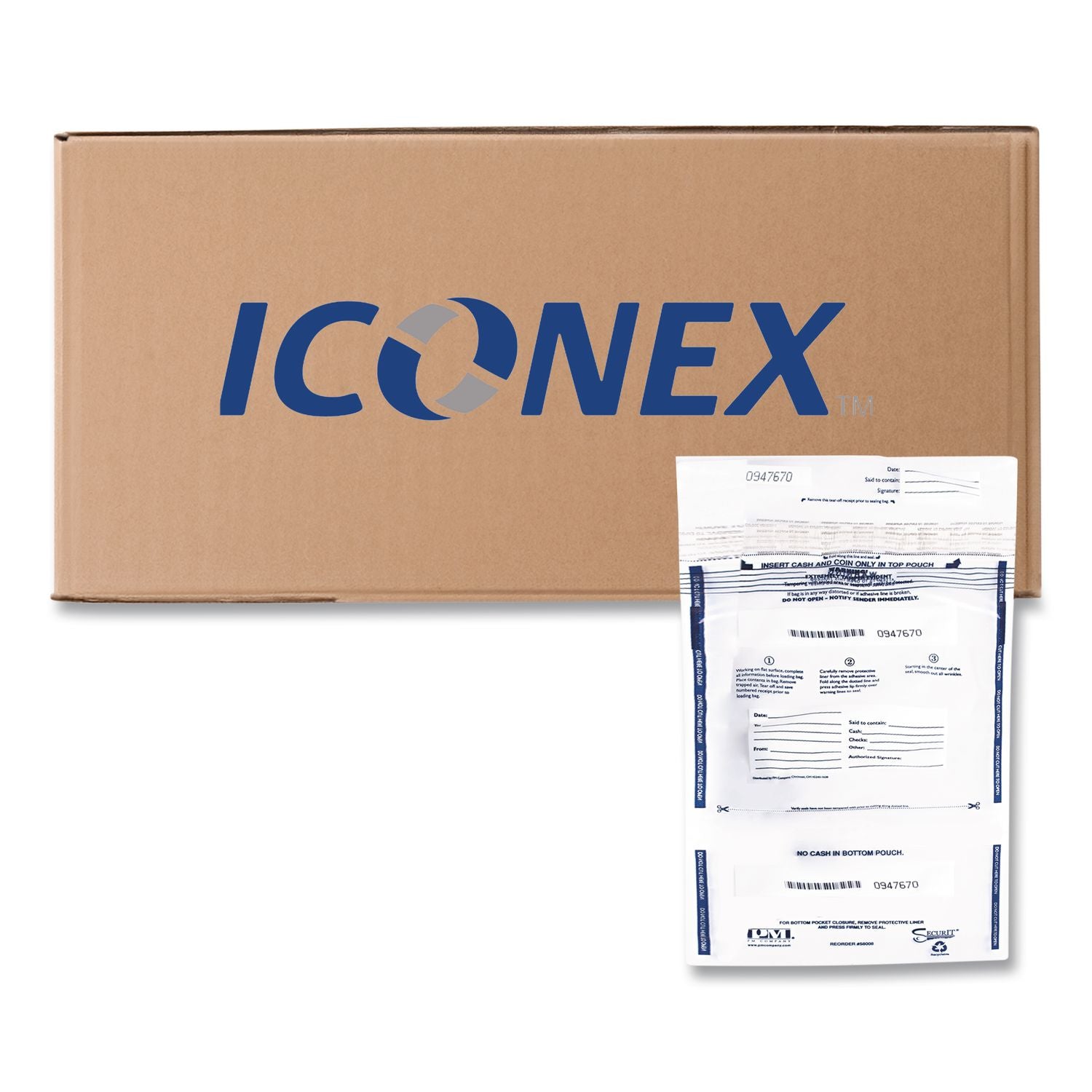 Clear Dual Deposit Bags, Tamper Evident, Plastic, 11 x 15, Clear, 100/Pack