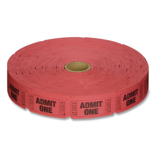 Admit-One Ticket Multi-Pack, 2 Red, 1 Blue, 1 White, 2,000/Roll, 4 Rolls/Pack
