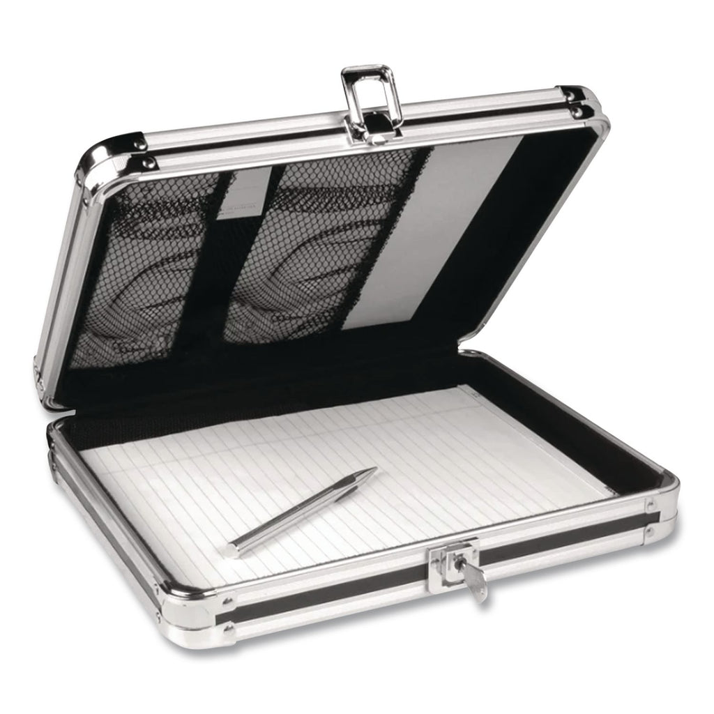Locking Storage Clipboard, 0.38" Clip Capacity, Holds 8.5 x 11 Sheets, Black/Chrome