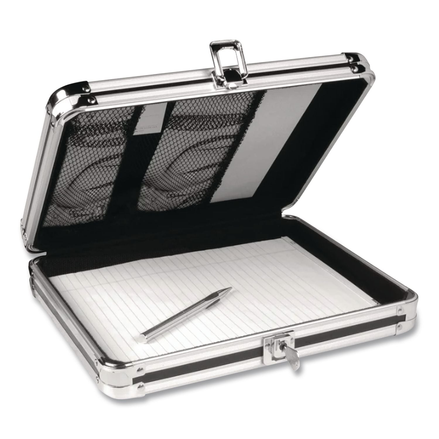 Locking Storage Clipboard, 0.38" Clip Capacity, Holds 8.5 x 11 Sheets, Black/Chrome