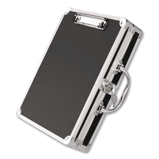 Locking Storage Clipboard, 0.38" Clip Capacity, Holds 8.5 x 11 Sheets, Black/Chrome