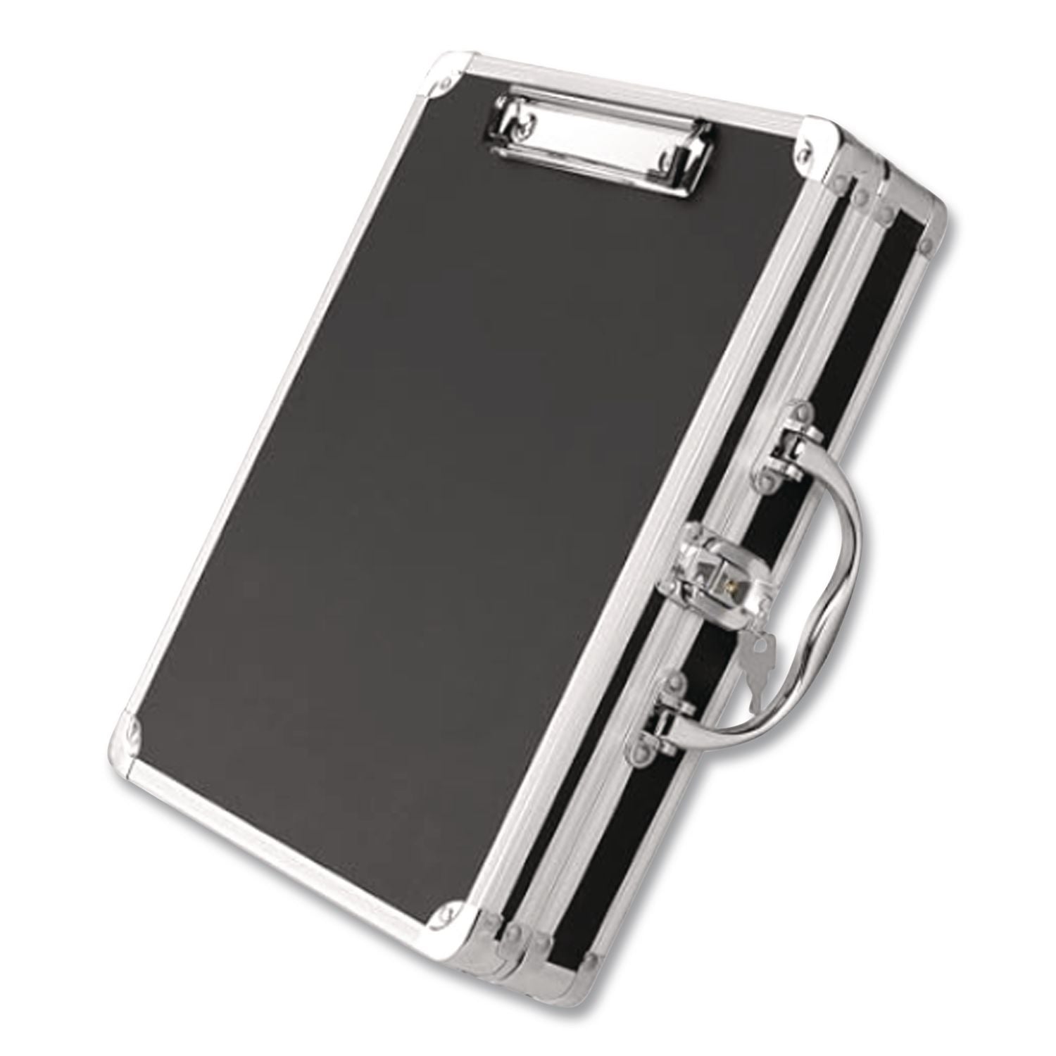 Locking Storage Clipboard, 0.38" Clip Capacity, Holds 8.5 x 11 Sheets, Black/Chrome