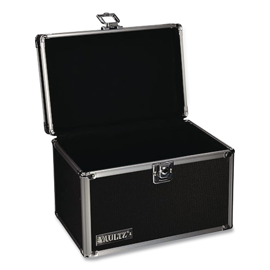 Vaultz Locking Index Card File with Flip Top, Holds 350 3 x 5 Cards, 6 x 4 x 4.25, Black