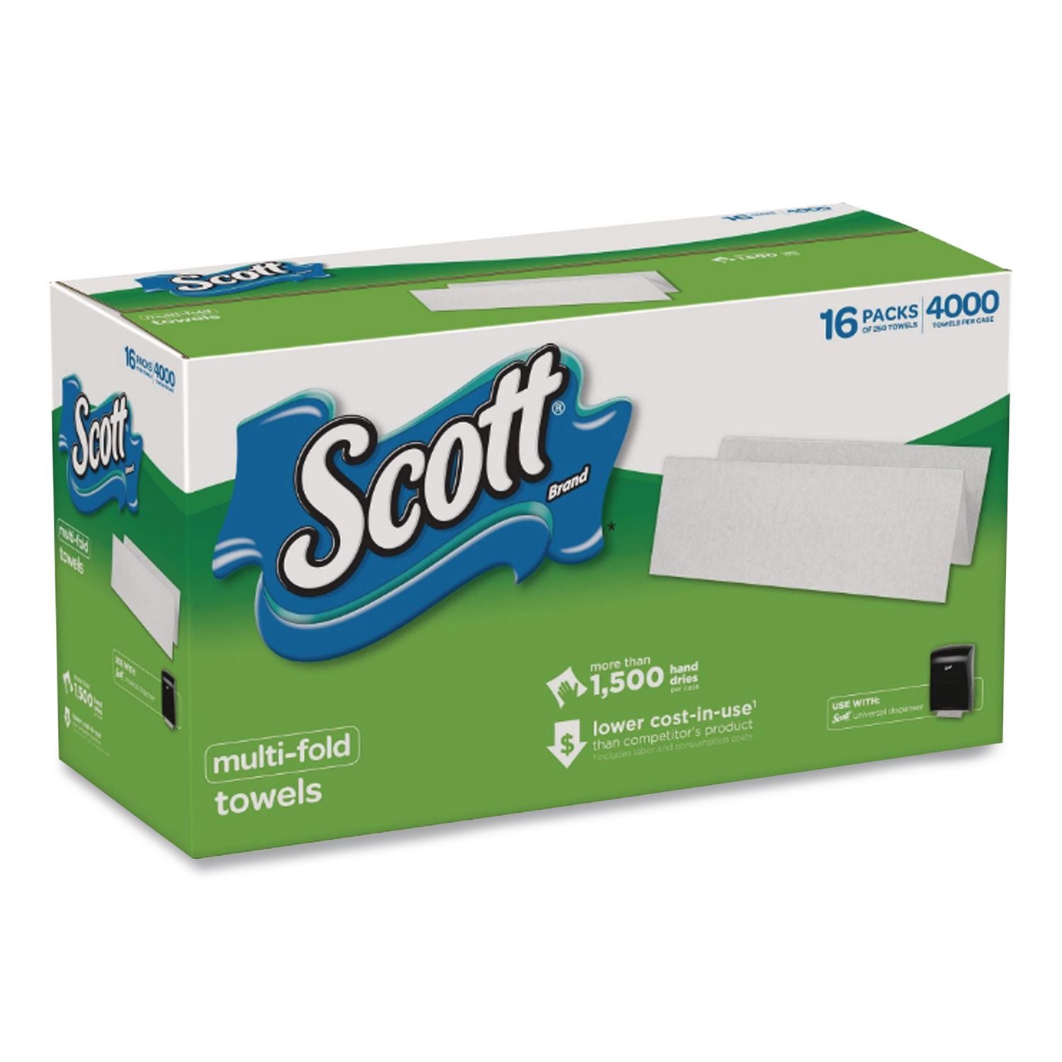 Multi-Fold Towels, Absorbency Pockets, 1-Ply, 9.2 x 9.4, 250/Pack, 16 Packs/Carton