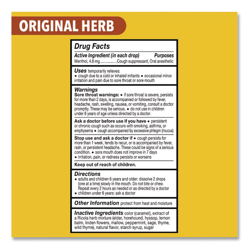 Cough Drops, Natural Herb, 21/Pack