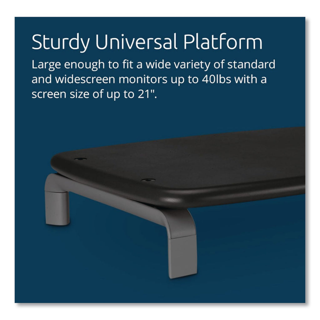 Monitor Stand with SmartFit, For 21" Monitors, 11.5" x 9" x 3", Black/Gray, Supports 80 lbs
