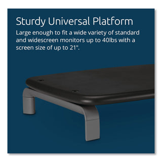 Monitor Stand with SmartFit, For 21" Monitors, 11.5" x 9" x 3", Black/Gray, Supports 80 lbs