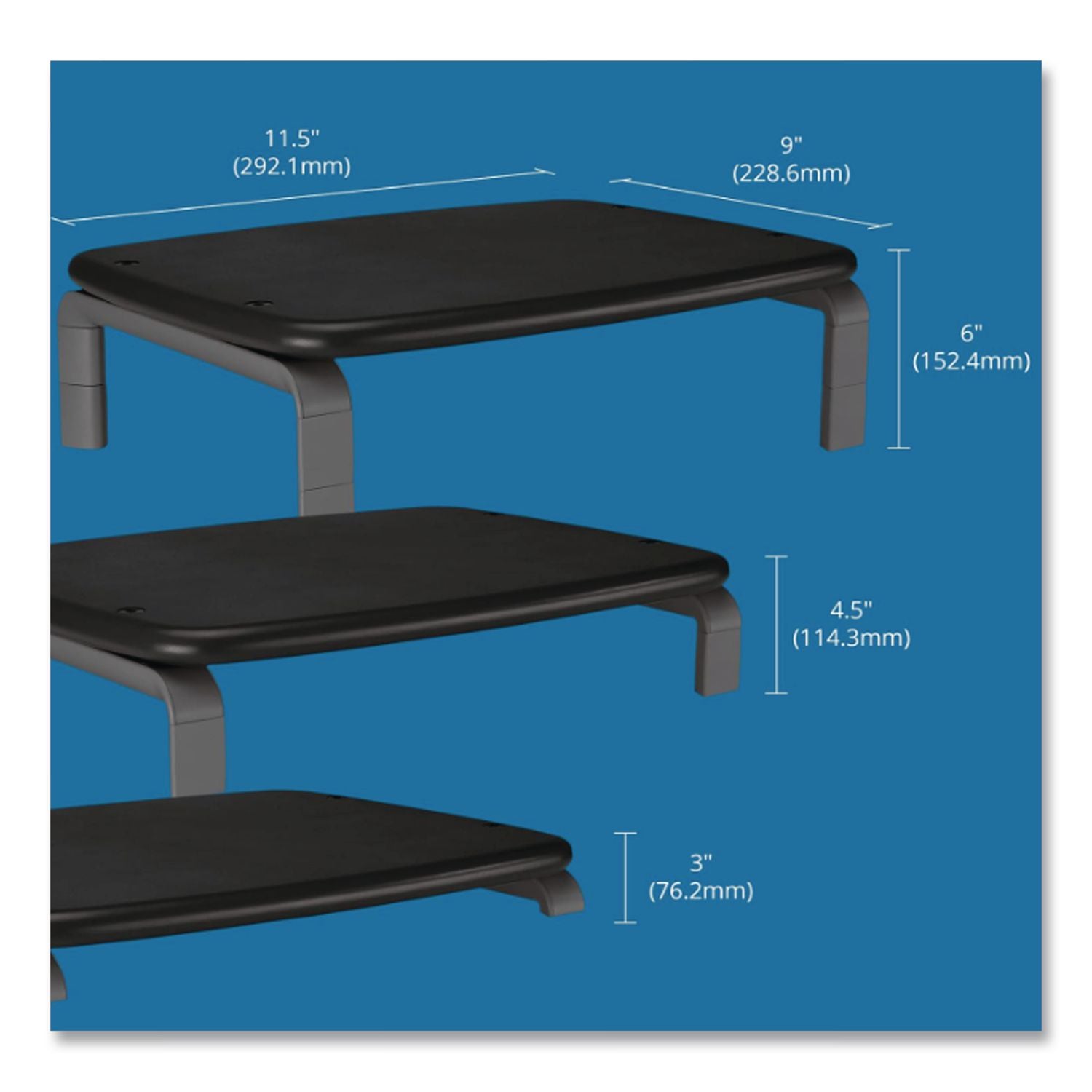 Monitor Stand with SmartFit, For 21" Monitors, 11.5" x 9" x 3", Black/Gray, Supports 80 lbs