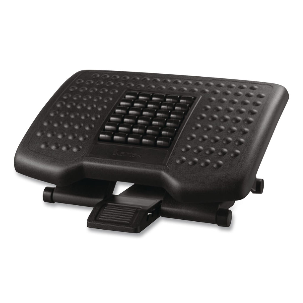 Premium Adjustable Footrest with Rollers, Plastic, 18w x 13d x 4 to 6.5h, Black