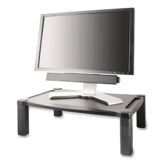 Single-Level Monitor Stand, 17" x 13.25" x 3" to 6.5", Black, Supports 50 lbs
