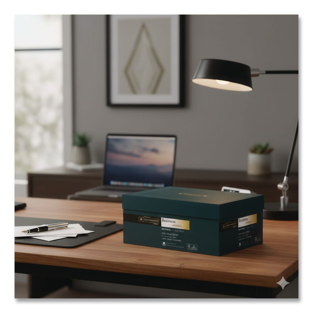 25% Cotton #10 Business Envelope, Commercial Flap, Gummed Closure, 4.13 x 9.5, Natural, 250/Box
