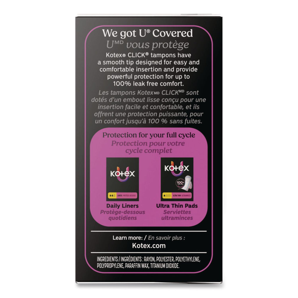 U by Kotex Click Compact Tampons, Regular, 16/Pack, 8 Packs/Carton