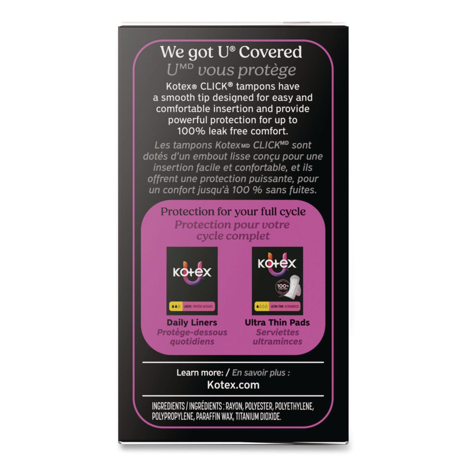 U by Kotex Click Compact Tampons, Regular, 16/Pack, 8 Packs/Carton