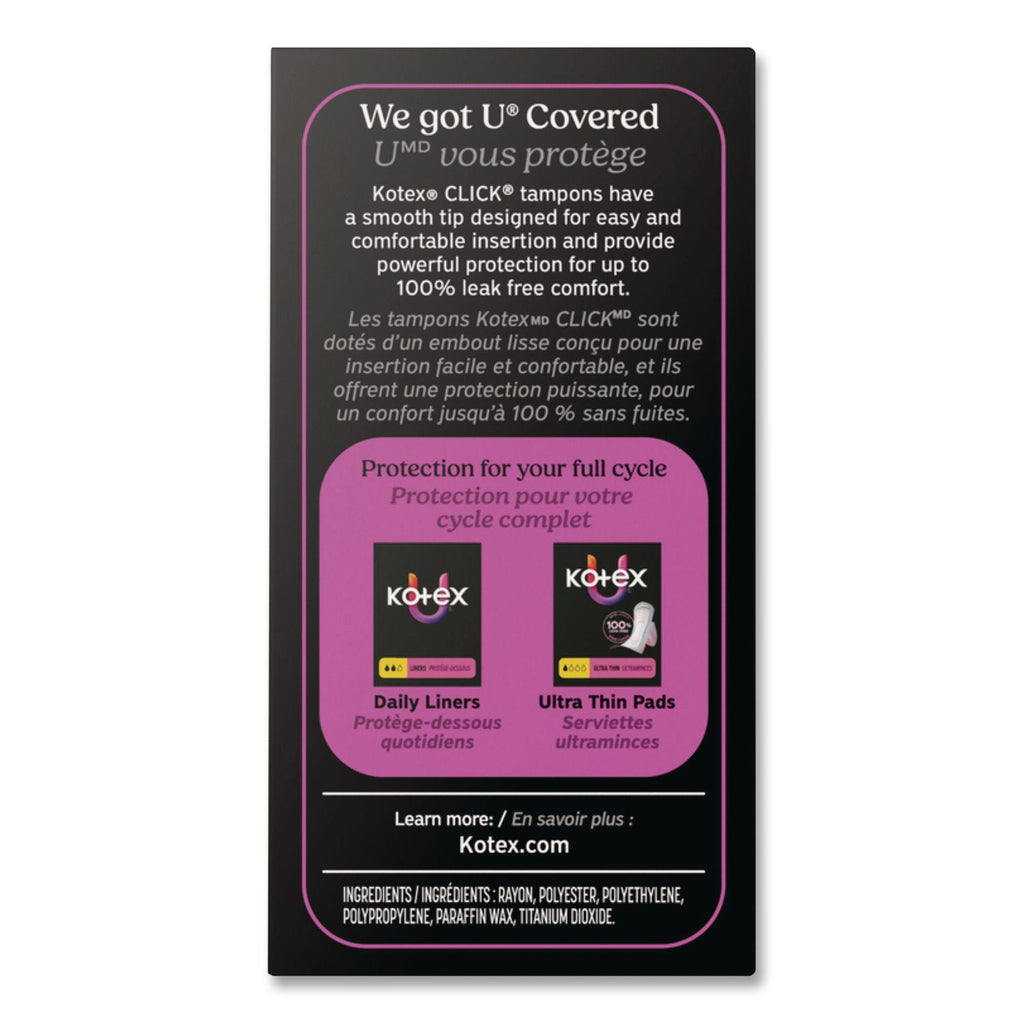 U by Kotex Click Compact Tampons, Super Absorbency, 16/Pack, 8 Packs/Carton