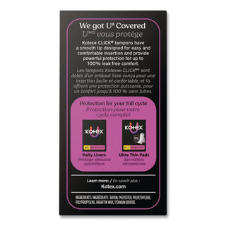 U by Kotex Click Compact Tampons, Super Absorbency, 16/Pack, 8 Packs/Carton