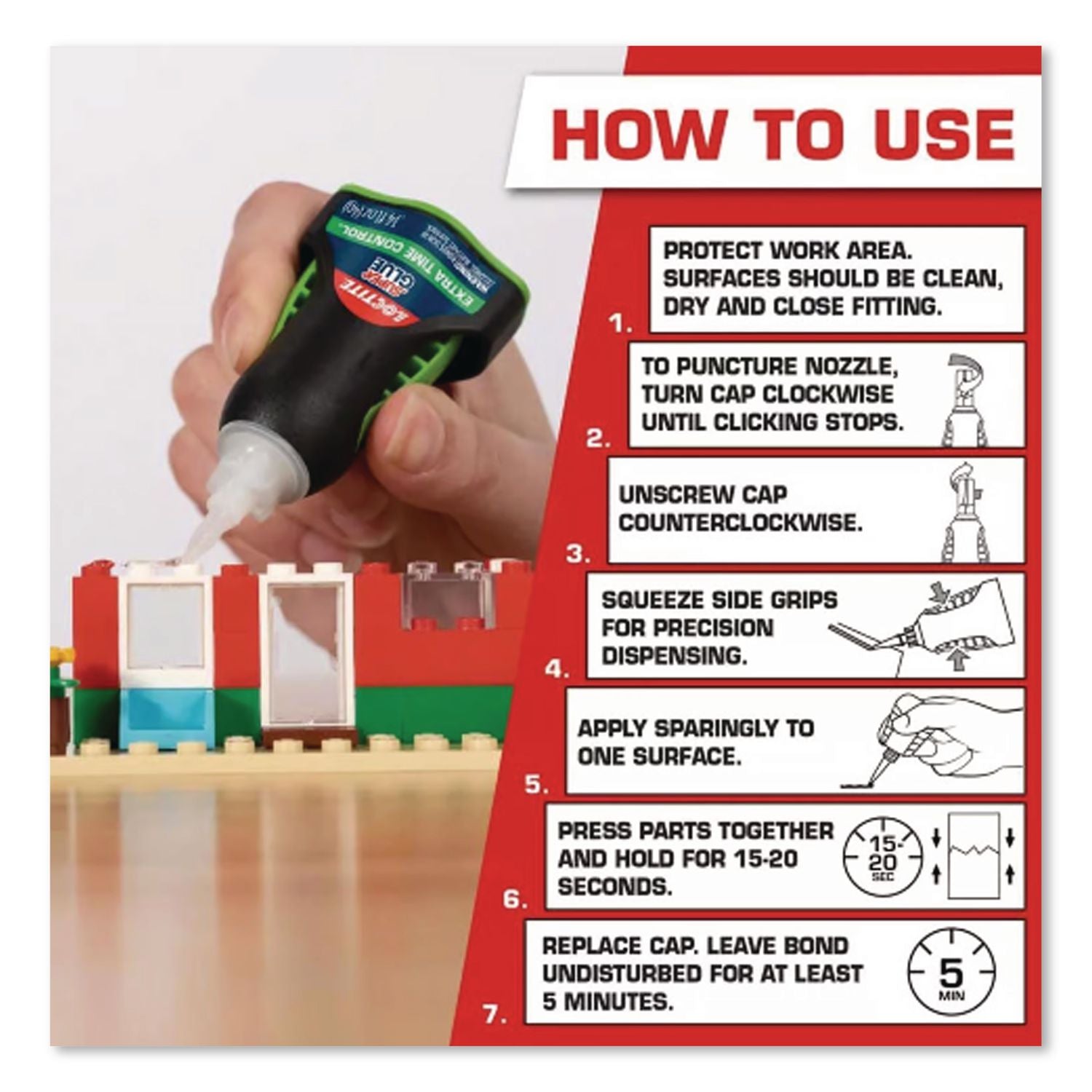 Extra Time Control Super Glue, 0.14 oz, Dries Clear