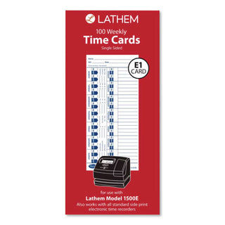 Time Clock Cards for Lathem Time E Series, One Side, 4 x 9, 100/Pack