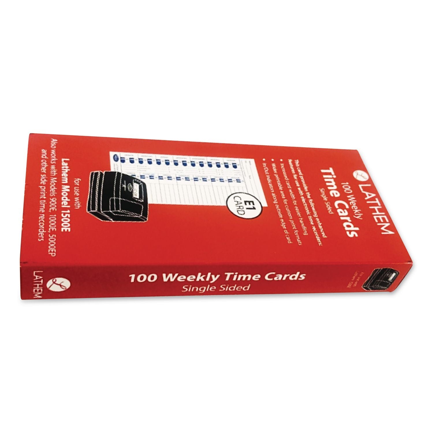 Time Clock Cards for Lathem Time E Series, One Side, 4 x 9, 100/Pack