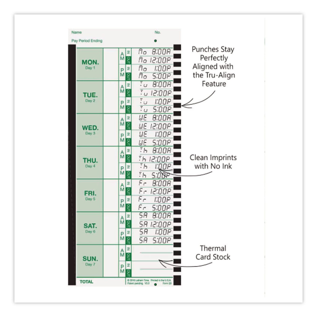 Time Clock Cards for Lathem Time 800P, One Side, 4 x 9, 100/Pack