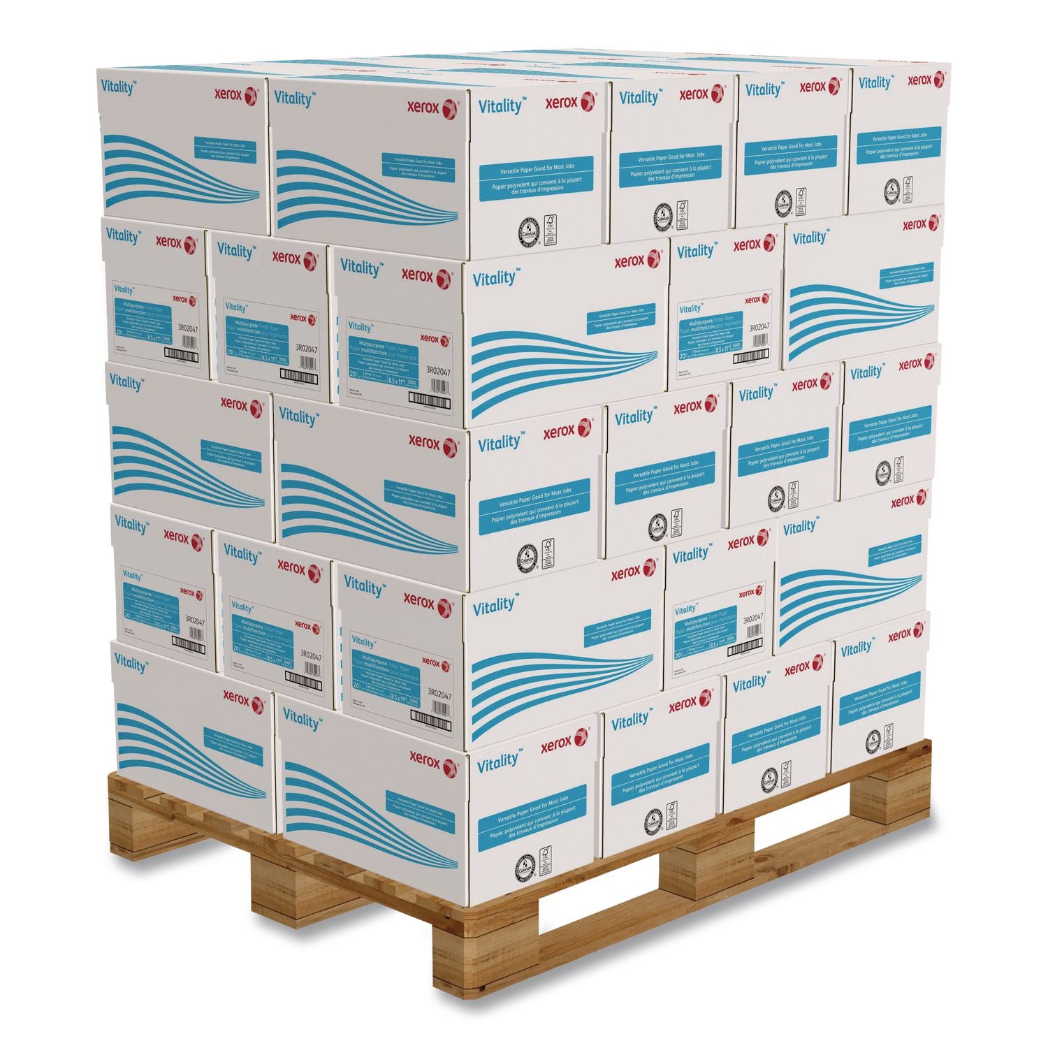 Vitality Multipurpose Print Paper, 92 Bright, 20 lb Bond Weight, 8.5 x 11, White, 500/Ream, 10 Reams/Ct, 40 Cartons/Pallet