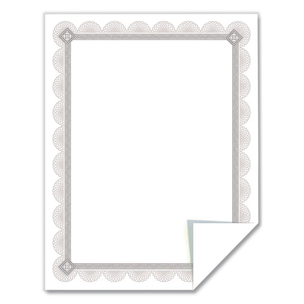 Premium Certificates, 8.5 x 11, White/Silver with Spiro Silver Foil Border,15/Pack