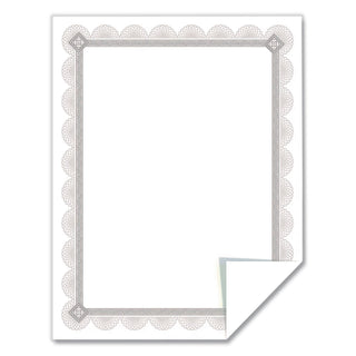 Premium Certificates, 8.5 x 11, White/Silver with Spiro Silver Foil Border,15/Pack