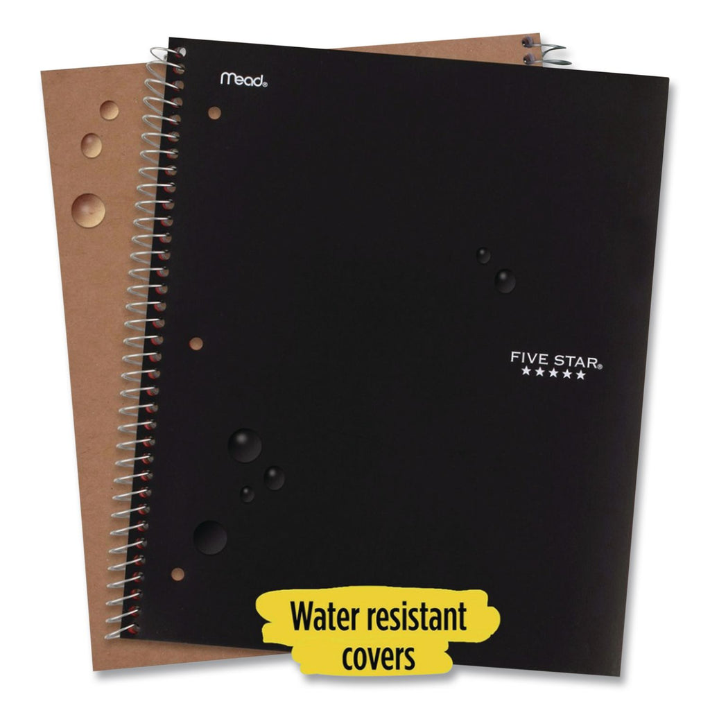 Five Star Notebook - 5 Subject(s) - 200 Sheets - Wire Bound - College Ruled - 3 Hole(s) - Letter - 8 1/2" x 11" - Black Cover - Bleed Resistant, Pocket, Perforated, Water Resistant, Spiral Lock, Acid-free, Pocket Divider - 1 Each