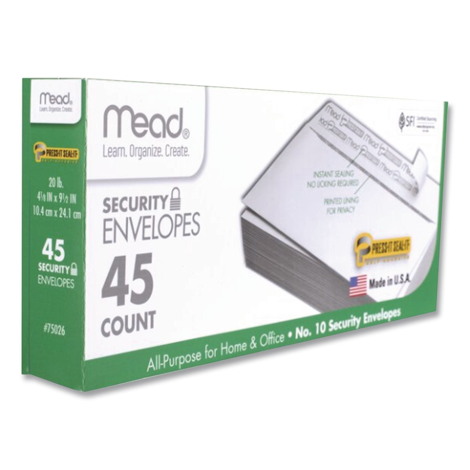 Press-it Seal-it Self-Adhesive Security Envelope, #10, Monarch Flap, Self-Adhesive Closure, 4.25 x 9.13, White, 540/Box